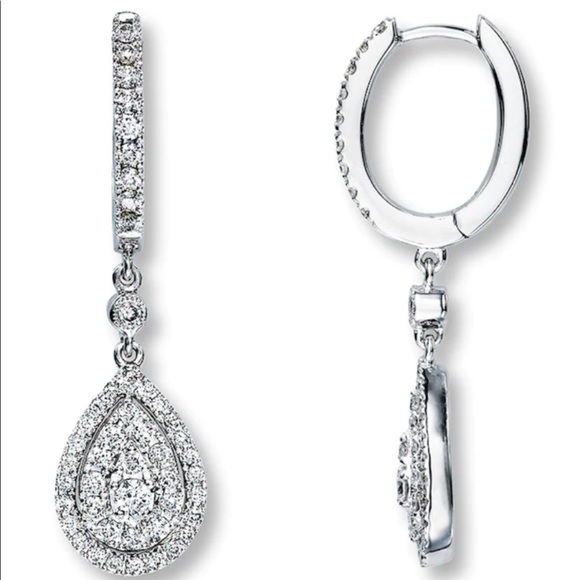 Neil Lane Dangle Earrings 3/4 ct tw Diamonds 14K White Gold. - Picture 1 of 3